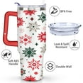 thumbnail image 3 of Snowflakes 40 Oz Tumbler with Handle Lid and Straw Stainless Steel Double Walled Vacuum Insulated Cup Merry Christmas Gifts Tumbler for Women Men Friends Outdoor Indoor, 3 of 6