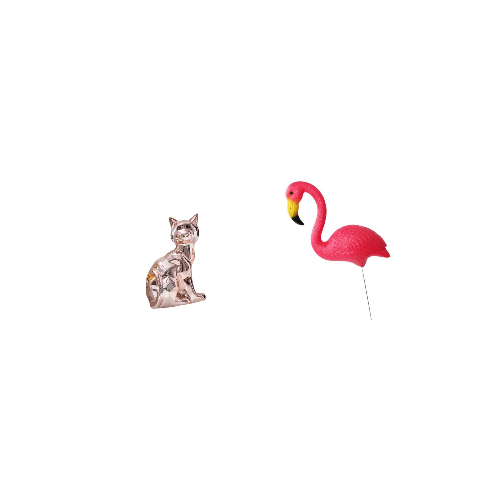 CoudarTitie Cat Bird Statue Decorative Figurine Animal Sculpture Art Craft Ornament for Fireplace Yard Art Ornament Backyard Fairy Garden Accessories Flamingo Garden Stake Sculpture for Holiday