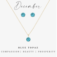 thumbnail image 1 of Goldtone December Blue Topaz Birthstone CZ Earring & Necklace Set, 1 of 2