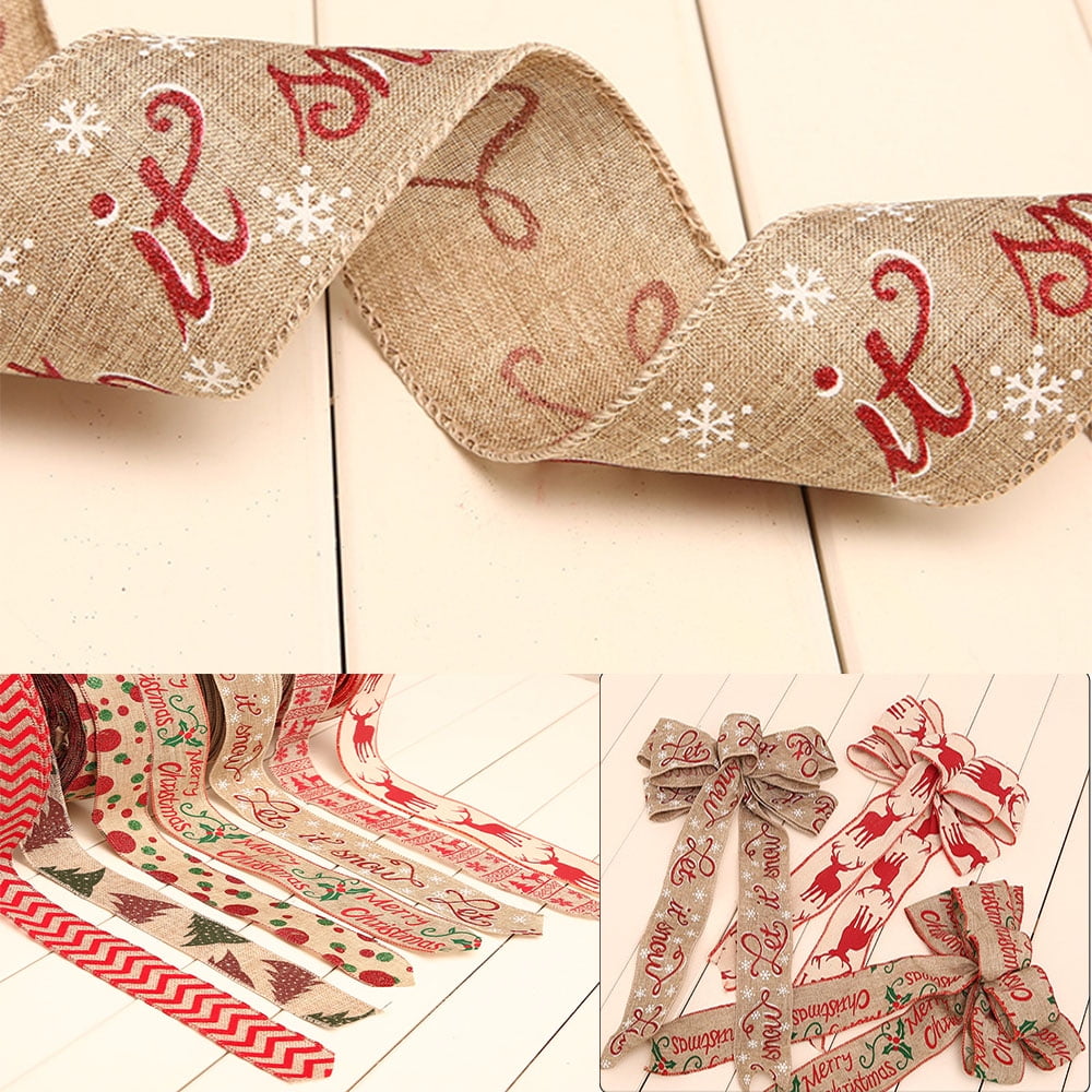 5 PCS Christmas Ribbon Burlap Ribbon DIY Linen Roll Wrapping ...