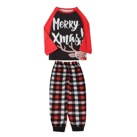 

women Christmas pajamas for family matching outfits son daughter sets soft Red Parent-child Attire Christmas Suit Patchwork Printed Homewear Long Sleeve Pajamas Two-pi
