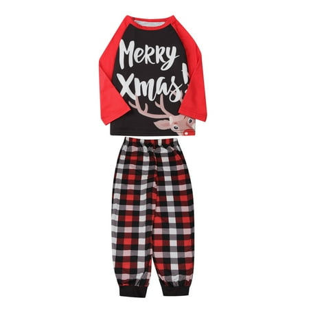 

XIAOFFENN Parent-child Attire Christmas Suit Patchwork Printed Homewear Long Sleeve Pajamas Two-piece Dad Set