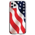 thumbnail image 1 of DistinctInk Clear Shockproof Hybrid Case for iPhone 13 Pro MAX (6.7" Screen) - TPU Bumper, Acrylic Back, Tempered Glass Screen Protector - Red White Blue United States Flag USA - US of A, 1 of 2