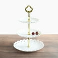 thumbnail image 1 of Pastry Stand Dessert Plate Stand Fruit Tray Rack 3 Tier Petal Decorative Removable Plastic Cake Stand For Pastries Cupcakes Snacks Wedding Party Home White, 1 of 5