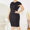 thumbnail image 6 of Jinhomg Women Summer T Shirt Dress Elegant Short Sleeve Midi Bodycon Dress Plus Size Crew Neck Pencil Fitted Dress formal Wedding Work Dresses Black XXXXL, 6 of 10