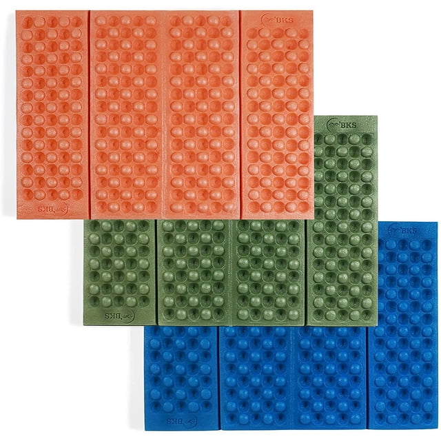BKS 2 almohadillas de espuma portátiles para asiento de camping, plegable Z impermeable para sentarse al aire libre, verde/azul/naranja...