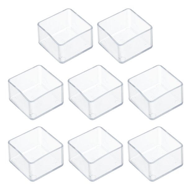 Protectores de patas de silla cuadradas Uxcell 40 x 40 mm, antideslizantes, extrusión de aluminio EU 4040, muebles transparentes, 8 piezas
