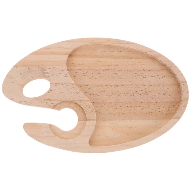 Wooden Appetizer Tray with Wine Glass Holder for Food Storage Beige Color 12.5 Inches