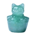 thumbnail image 2 of Estatua de gato de cristal de imitación, mini adorno de gatito, miniatura ligera para mesa Verde, 2 of 9