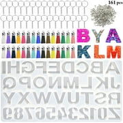 Kapmore 161 Pieces Epoxy Resin Molds Letter Number Silicone Mold Super Thick Silicone Resin Molds DIY Craft Keychain Jewelry Pendant Making