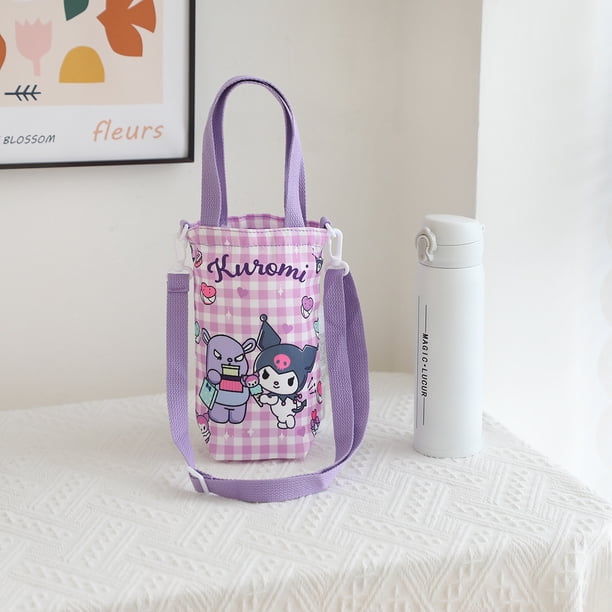 Sanrio Hello Kitty Cinnamoroll bolsa para botella de agua figura bonita Kuromi Pochacco bolsas de lona para tazas bolso cruzado regalos de cumpleaños para niñas