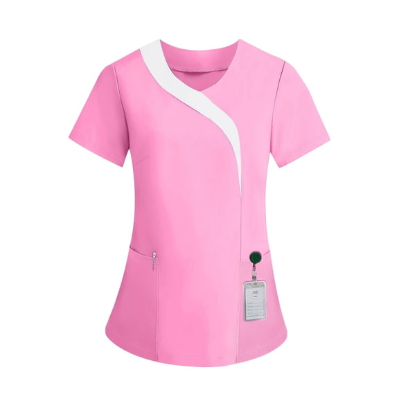 Avrnliq Women's Scrub Top V-Neck Modern Classic Fit with Functional Pockets
