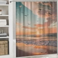 thumbnail image 6 of Orinice Cinbloo Beach Shower Curtain Pink Blue Summer Ocean Shore Sunset Hawaii Tropical Bathroom Curtain Seaside Bird Nautical Shower Curtain Fabric Ocean View Bathroom Decoration 69x72, 6 of 7