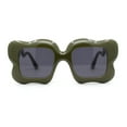 thumbnail image 2 of Bubbly Hazy Cloud Shape Rectangle Funky Runway Sunglasses Green - Black, 2 of 4