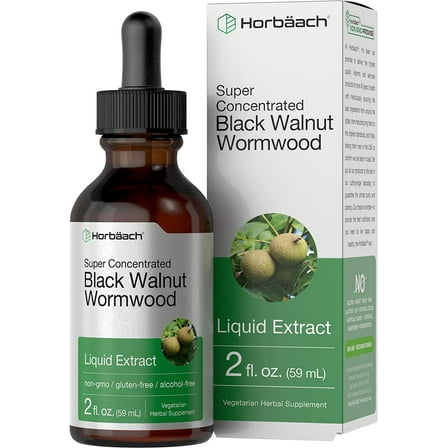 Black Walnut Wormwood Liquid Extract | 2 oz | Vegetarian for Men and Women | by Horbaach