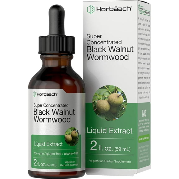 Black Walnut Wormwood Liquid Extract | 2 oz | Vegetarian for Men and Women | by Horbaach