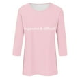thumbnail image 4 of PNTUTB Ladies' Fashionable Casual Basic Tees Blouses Printed Pullover Round Neck 3/4 Sleeve Top, 4 of 6