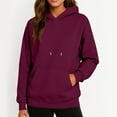 thumbnail image 2 of Women'S Casual Hoodie, Lightweight Long Sleeve Pullover With Kangaroo Pocket, Printed Relaxed Fit Sweatshirt For Everyday Fall Fashion Wrm Scuba Dube Sweatshirt Jacket (S, Wine) ZMTing, 2 of 3