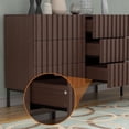 thumbnail image 6 of UEV Fluted Dresser for Bedroom with 6 Drawers, 47" Wide Large Chest of Drawers with Metal Stand, Mid-Century Wooden Dresser TV Stand, Closet Storage Organizer for Living Room, Hallway (Walnut), 6 of 8