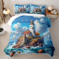 thumbnail image 2 of Erosebridal Coastal Lighthouse Cottage Twin Quilt Set for Boys Girls,Teens Ocean Beach Sunset Twin Coverlet Set, 2 of 7