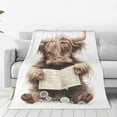 thumbnail image 1 of Fotbe Relaxed Cute Cow Reading Manta de Franela Acolchonada con Estampado, Súper Suave y Esponjosa, Extra Grande para Sofá, Cama, Uso Todo el Año-80"x60", 1 of 7