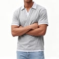 thumbnail image 2 of Josdec Men's Striped Trim V-Neck Short Sleeve Polo Shirt, Casual Layered Collar Pullover for Summer Daily & Office Wear M-XXXL, 2 of 8