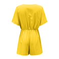 thumbnail image 7 of SHOPESSA Womens Shorts Summer Plus Size Fashion Solid Color Pocket Summer V-Neck Short Sleeve Button Tie Jumpsuit XXL on, 7 of 7