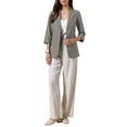 thumbnail image 2 of Casual Blazers for Women Summer 3/4 Sleeve Lightweight Cotton Linen Suit Jacket Blazer XS Grey, 2 of 6