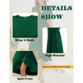 thumbnail image 4 of Women Summer Dress Wrap V-Neck Short Sleeve Casual Beach Dress A-Line Pleated Midi Sun Dresses (Green, XL), 4 of 4