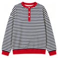 thumbnail image 5 of CAIXIA Womens Henley Neck Striped Sweatshirts Oversized Long Sleeve Tops Casual Pullover Tee Shirts Workout Fall Fashion, 5 of 5