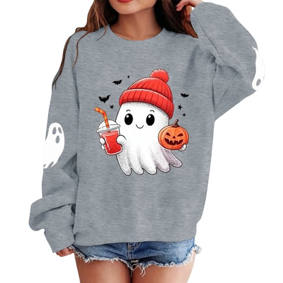 Halloween Sweatshirt For Boys Girls, Cute Crewneck Kids Tops Long Sleeve Festival Preppy Pullover Sweater