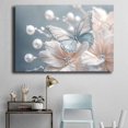thumbnail image 4 of Mudket Framed Canvas Wall Art Ready to Hang, Silver Butterfly Cream Floral Pearl Branch Print, Glam Botanical Wall Decor Canvas Artwork for Bedroom Living Room, Flower Pictures - 12"L x 8"W, 4 of 10