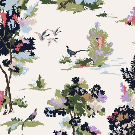Joules Woodland Scene Dawn Grey Wallpaper