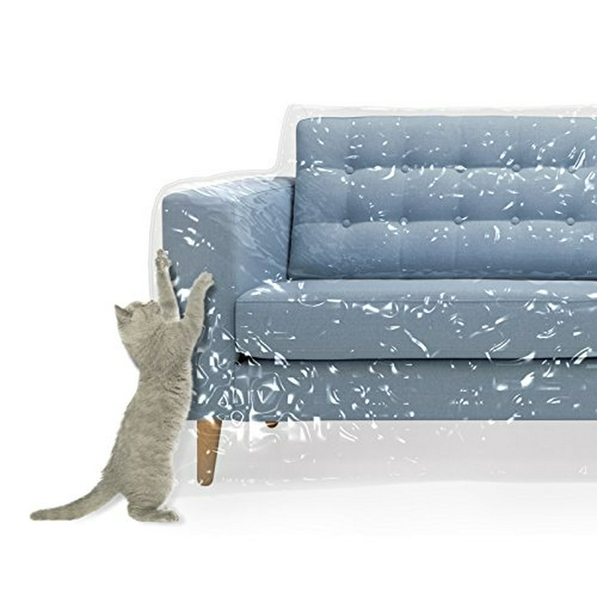 Kitty Cat Protector Plastic Couch Cover Pets Cat Scratching Protector Clawing Deterrent Heavy Duty Water Resistant Thick Clear Vinyl Sofa Slipov