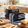 thumbnail image 3 of Toaster Cover 2 Slice, Blue American Flag Dustproof Bakeware Oven Protector with Top Hook, Black White Striped US Flag Stars Waterproof Small Kitchen Appliance Toasters Dust Cover, 11"x6"x8", 3 of 9