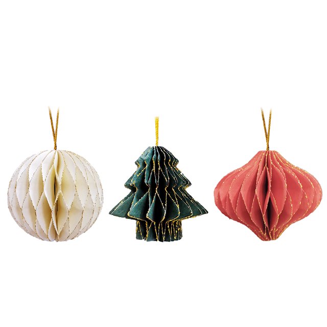 3 unids Árbol de Navidad Colgando Ball Navidad Decoraciones Colgantes de Navidad Suministros de papel de Navidad HOMEMAXS HaoMX12193188