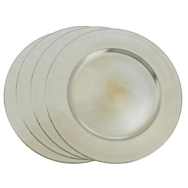 Saro Lifestyle Classic Design 13 in. Round Charger Plate - Platinum (Set of 4)