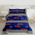 thumbnail image 2 of Homewish Kids Teens Racing Car Bedding Comforter Set 2pcs,Extreme Sport Twin Comforter Sets Microfiber,Geometric Plaid Grid Breathable Bedding Set,Luxury Bedroom Decor,Reversible, 2 of 8