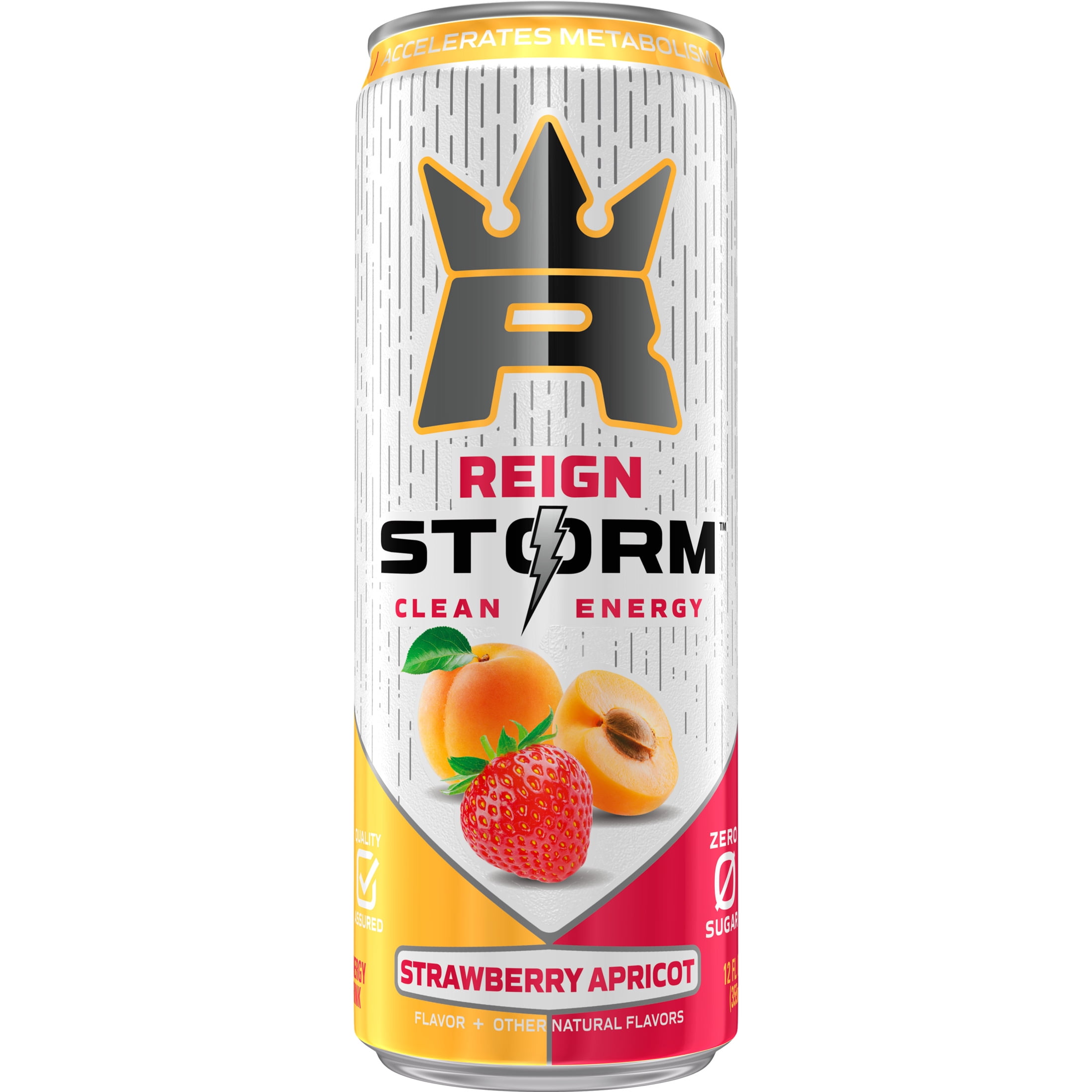 (5 pack) Energy Drink, Strawberry Apricot Flavor, 12 oz Can