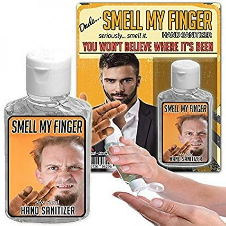 smell my finger hand sanitizer gel  2 oz bottle  funny stocking stuffers  gag gifts for men  dude gift  sanitizers for guys - antibacterial sanitizer by gears