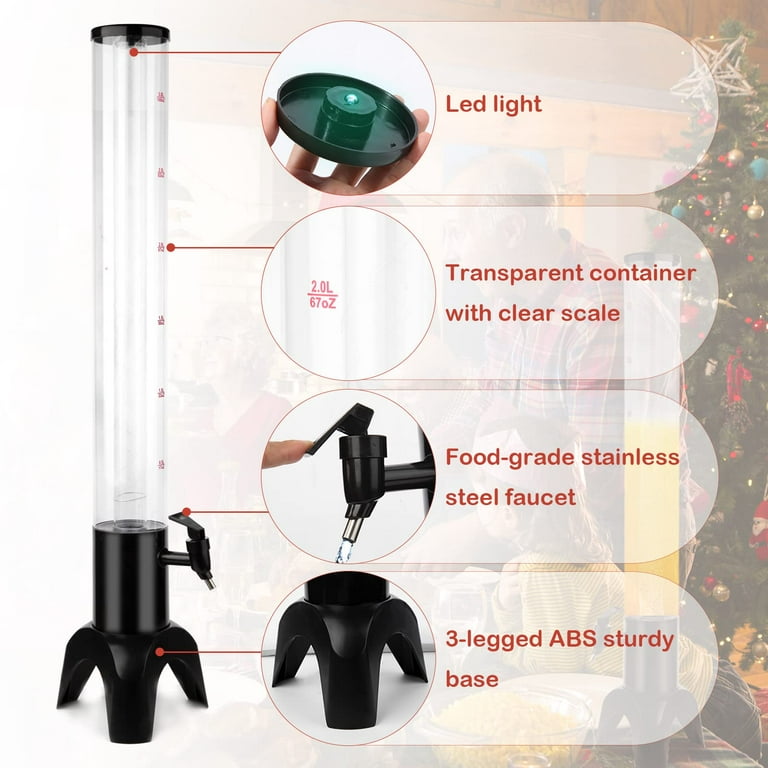 3L/102oz Beer Tower Dispenser, Commercial Beverage Dispenser with Removable  Ice Tube, Beer Tower Drink Dispenser for Parties and Gameday