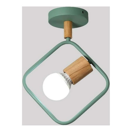 FSLiving Ceiling Light Fixtures Flush Mount E26 Simple Nordic Style Square Green Metal Shade Chandelier for Loft Hallway Foyer Cloakroom Balcony Entryway Decor (Bulb Sold Separately) - 1 Pack