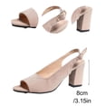 thumbnail image 5 of absuyy Womens Slingback Sandals Khaki Low Block Heel Comfortable Peep Toe Adjustable Ankle Strap Soft Flock Everyday Shoes for Work to Weekend,Size 5.5, 5 of 9