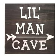 Tavenly Wood Wall Sign - Lil' Man Cave - Rustic Home Decor Items for Living Room - Man Cave Stuff for Boys - Vintage Room Decor for Boys - Family Wall Decor for Bedroom - 12" x 12" Brown Welcome Signs