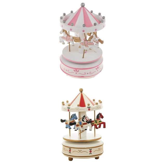carrusel de madera,Tiovivo Carrusel Caja de música giratoria,Carrusel Music Box juguetes musicales Madera vintage,Wind-Up Music Box niñas regalos Navidad madera Caballo,Caja de música