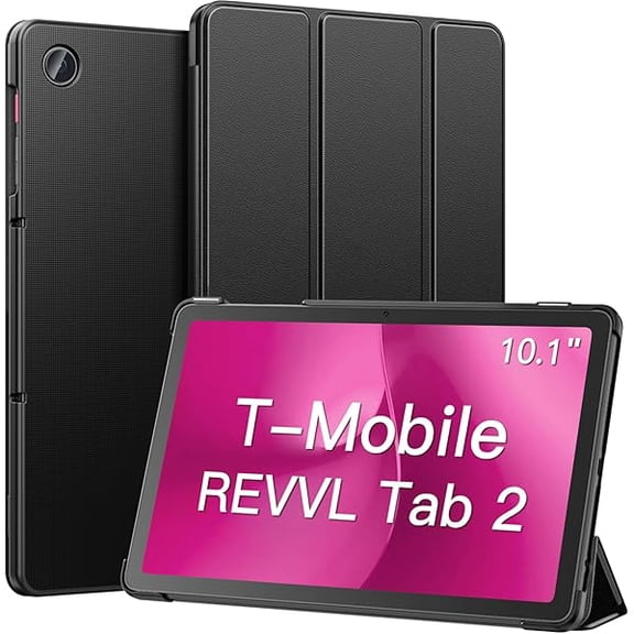 xixishop Case for T-Mobile Revvl Tab 2 2025 Tablet 10.1 Inch, Slim Lightweight Leather Cover Full Protector Trifold Stand with Auto Wake/Sleep for Revvl Tab 2 Tablet 2025 Released, Black