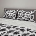 thumbnail image 2 of Leaves Comforter & Sham Bedding Set, Repeating Vintage Summer Design Monochrome Foliage Art on Plain Backdrop, 3 pcs Duvet Set Microfiber Filling Quilt, 5 Sizes, Charcoal Grey White, by Ambesonne, 2 of 4
