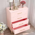 thumbnail image 3 of Cómoda Moderna de 4 Cajones, Gabinete de Almacenamiento de Madera con Tiradores y Patas de Metal Dorado, Cómoda para Recámara, Sala de Estar y Entrada, Rosa, 3 of 7
