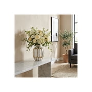 Sagebrook Home Elegant Ceramic Vase for Living Room and Home Accent - Modern Flower Vase for Room, Bedroom, and Office - 8, White & Gold