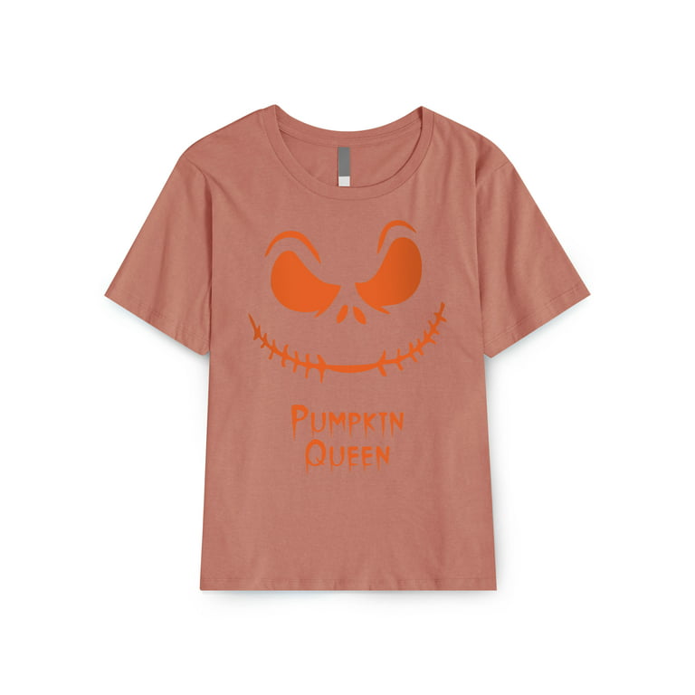 Ma Croix Womens Graphic Print Jack-O-Lantern Smile Orange Pumpkin